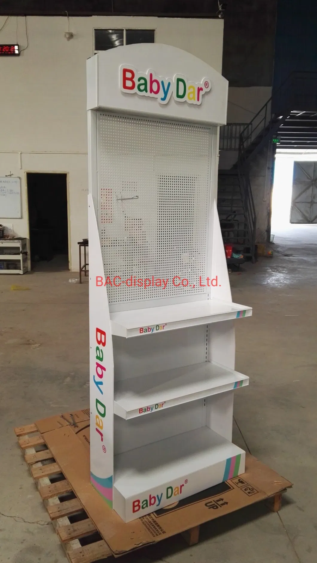 Custom Design Baby Care Products Metal Advertising Flooring Display Shelf